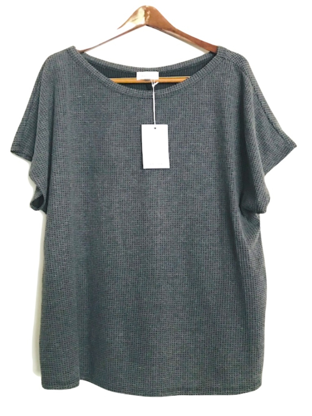 Andree By Unit grey short sleeve knit top 1X